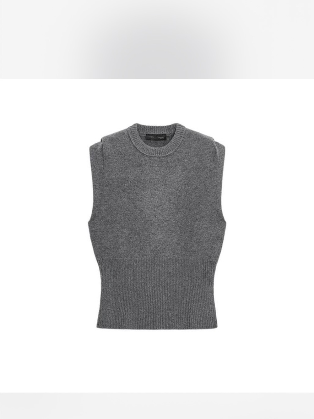 Zara Gray Sleeveless Crewneck Knit Vest